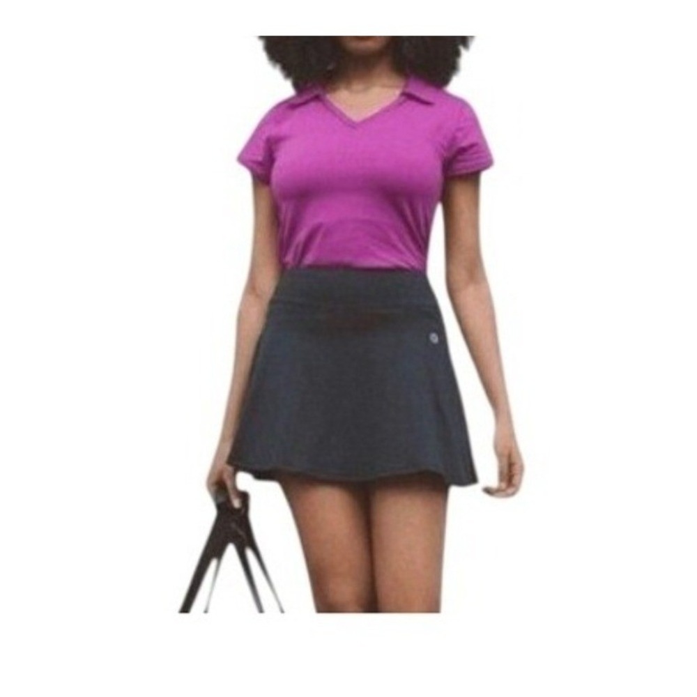 Dona‎ Jo 14.5" Court Skirt Skort Black Stretch Knit Pull-On Limited Edition S